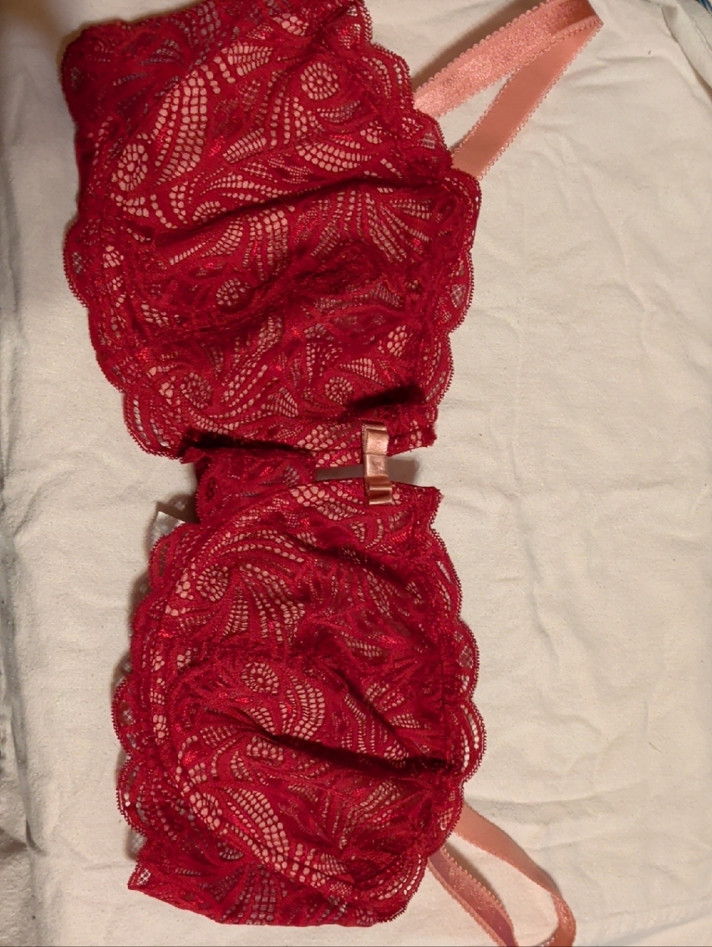 Adore Me Sz 40ddd Red Lace  Underwire Bra